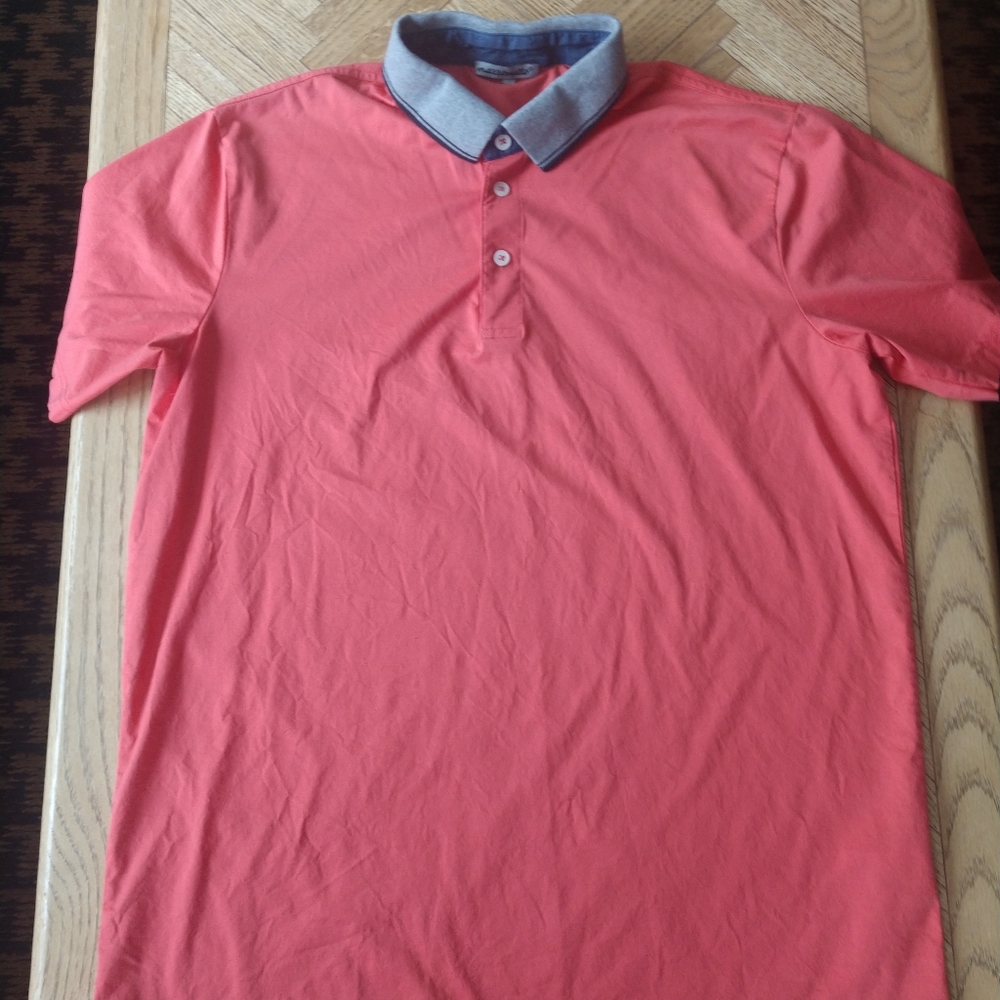 Mazzonetto Polo Short Sleeve Shirt XL Peach/Gray